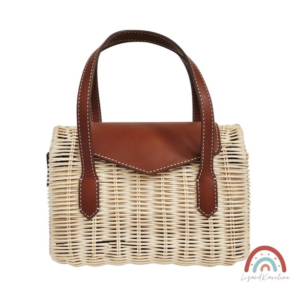 New! J. Crew Small Rattan Leather Top Handle Satchel Crossbody Bag NWT - Picture 4 of 16